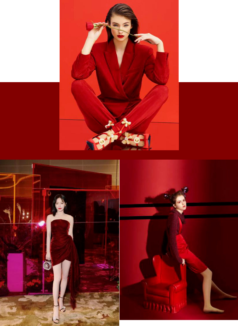 女士紅色主題年會著裝