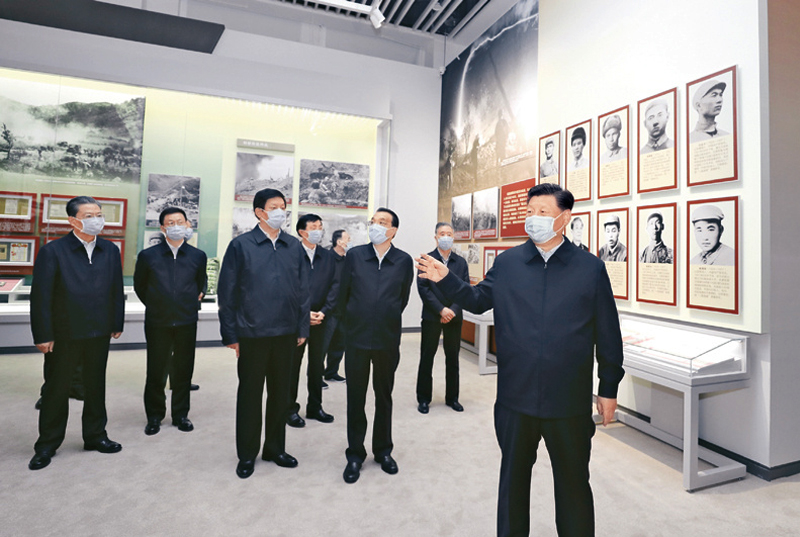 黨和國家領導人參觀“銘記偉大勝利 捍衛和平正義——紀念中國人民志愿軍抗美援朝出國作戰70周年主題展覽